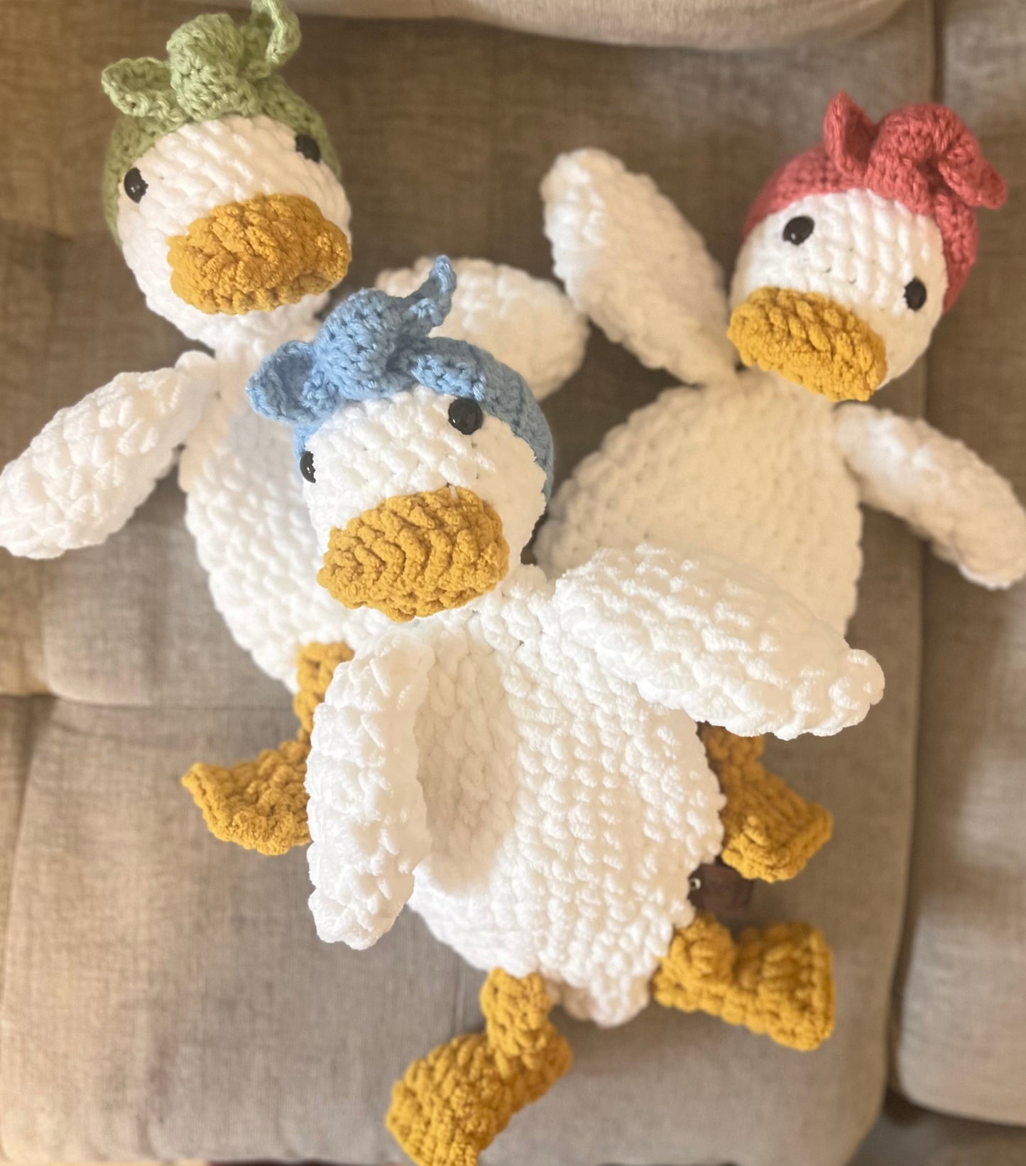 Della Duck Snuggler Lovey | Crochet Lovey | Crochet Duck | Crochet Toy Duck
