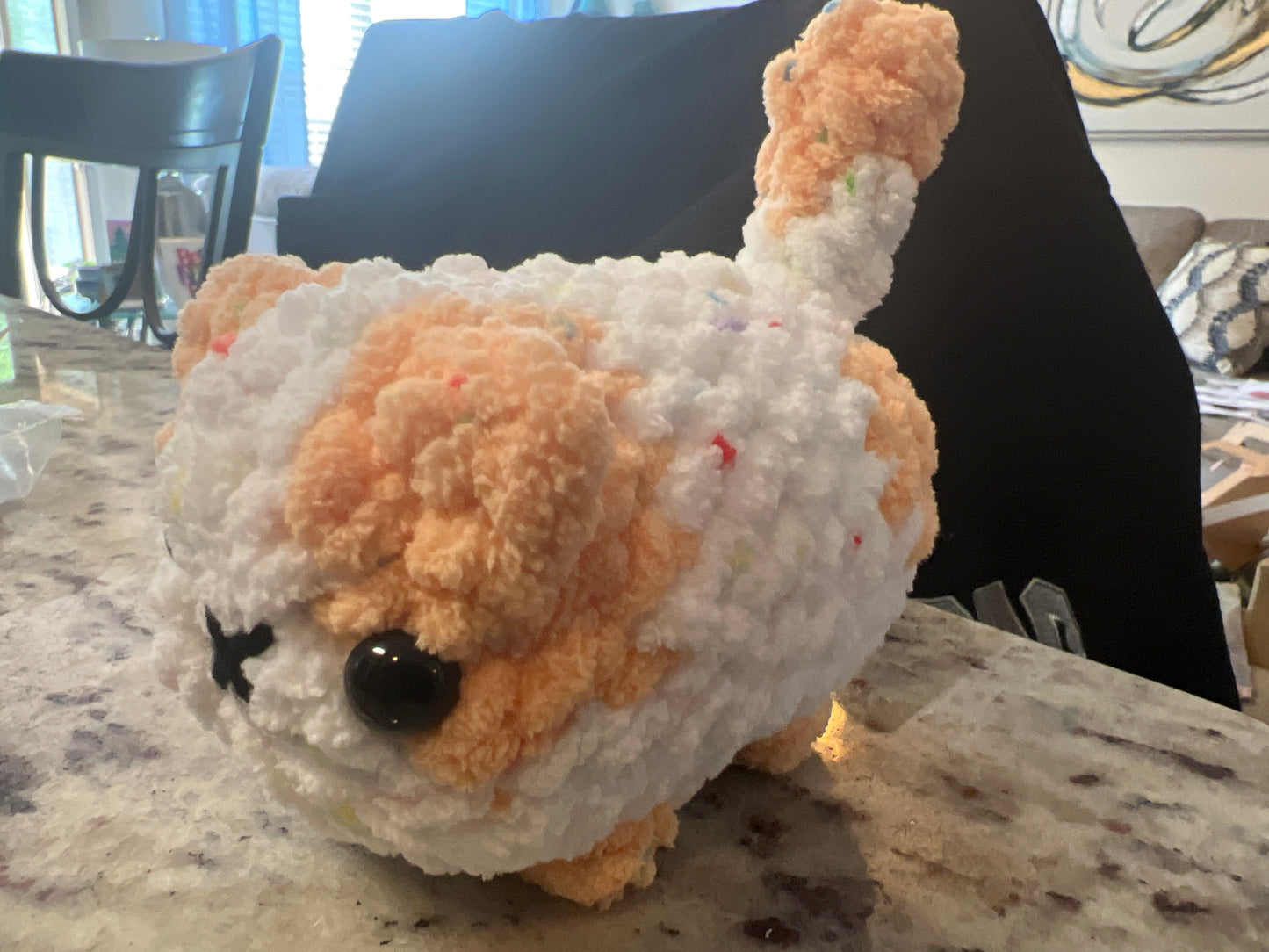 Mini Loaf Cat | Hand-Crocheted Plush in Pastel Confetti Chenille Yarn