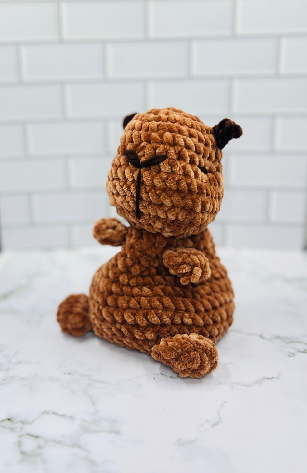 Couch Besties Weighted Crochet Capybara | Chunky Chenille Amigurumi Plush
