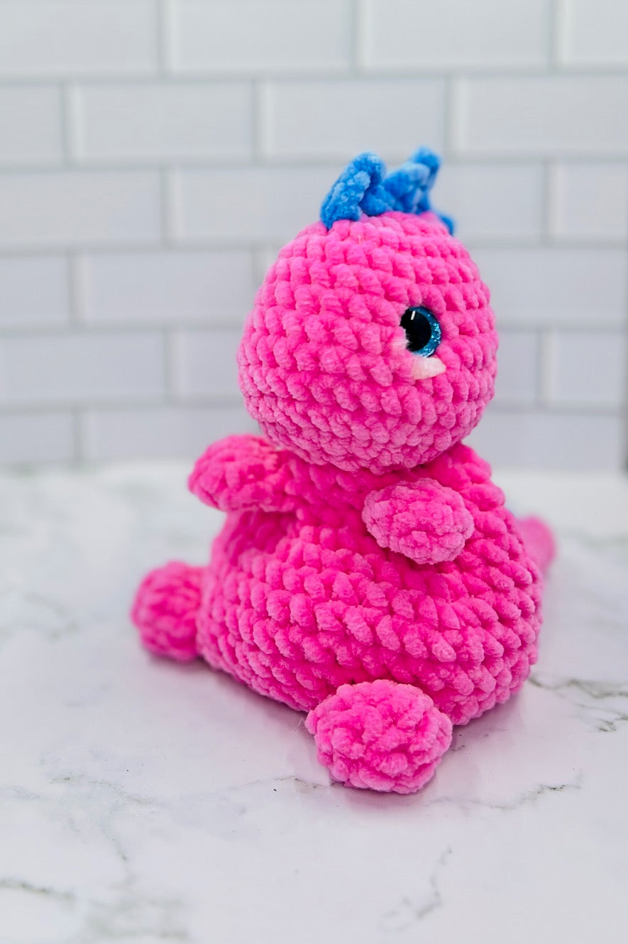 Couch Besties Weighted Crochet Dino | Bright Two-Tone Amigurumi Plush