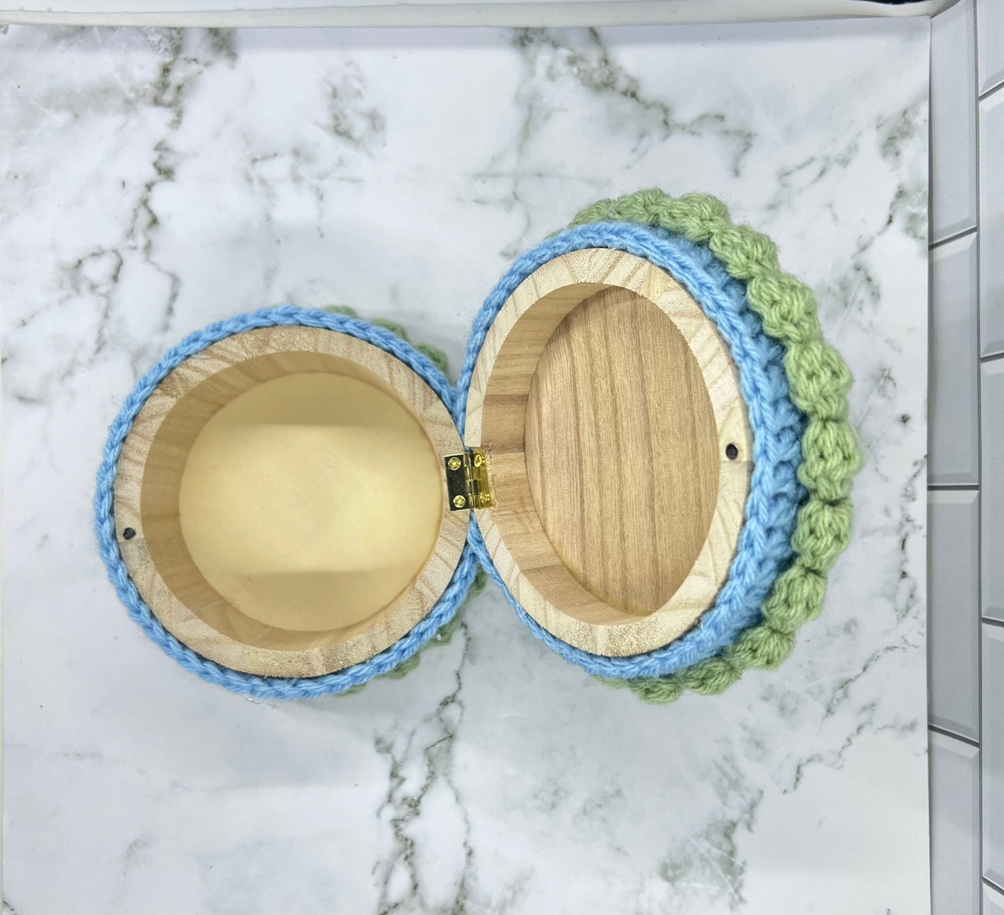 Duck Pond Crochet Trinket Box | Handmade Wooden Keepsake with Magnetic Closure