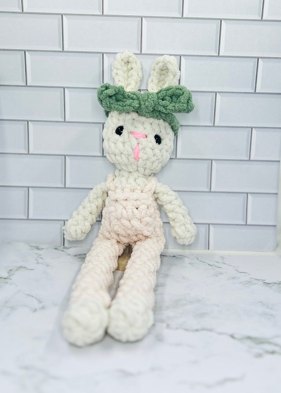 Plush Beth Bunny | Handmade Crochet Bunny Plushie in Overalls