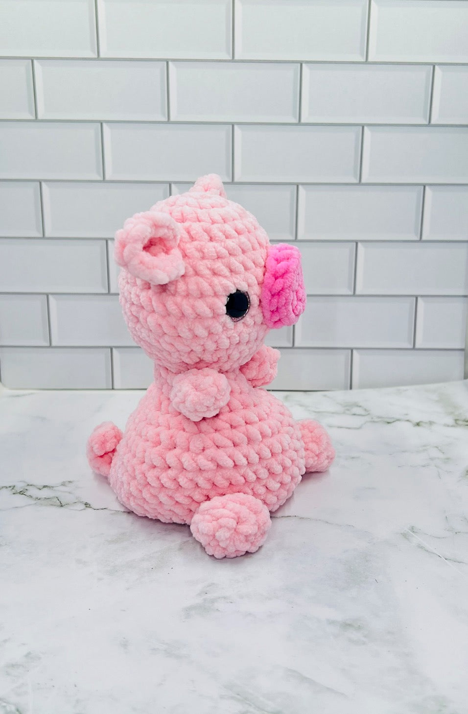Couch Brigade Weighted Crochet Pepe Pig | Chunky Chenille Amigurumi Plush