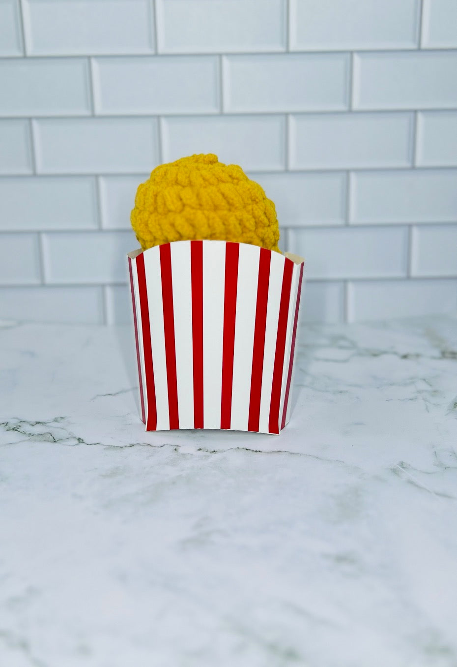 Crochet Emotional Support Nugget in Fry Box | Handmade Plush Nugget | Funny Comfort Gift | Cute Desk Buddy | Mini Chenille Plush
