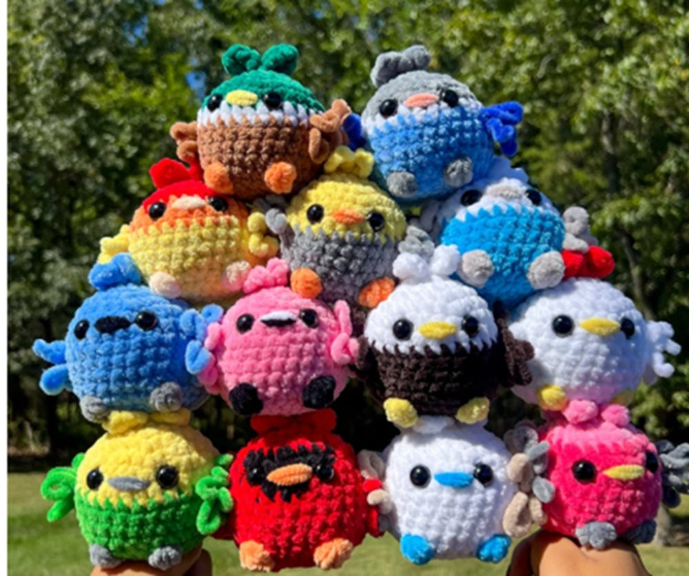Crochet Flockers | Soft & Chunky Chenille Yarn Birds | Handmade Plush Bird Collection