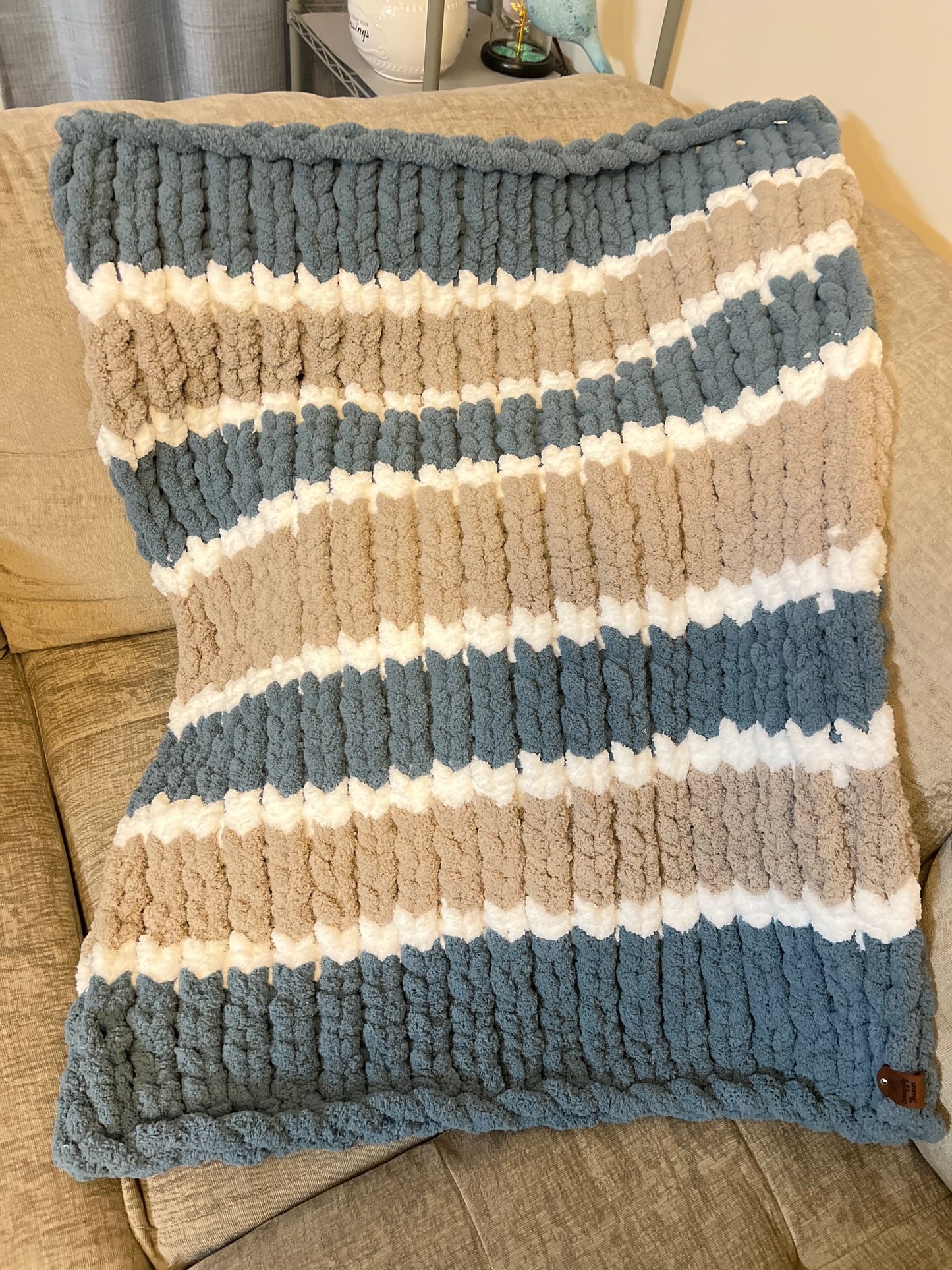 Hand-Knit Chunky Baby Blanket/Playmat & Elephant Snuggler Set | Soft & Cozy Gift | Newborn Gift | Baby Shower Gift | Nursery Decor