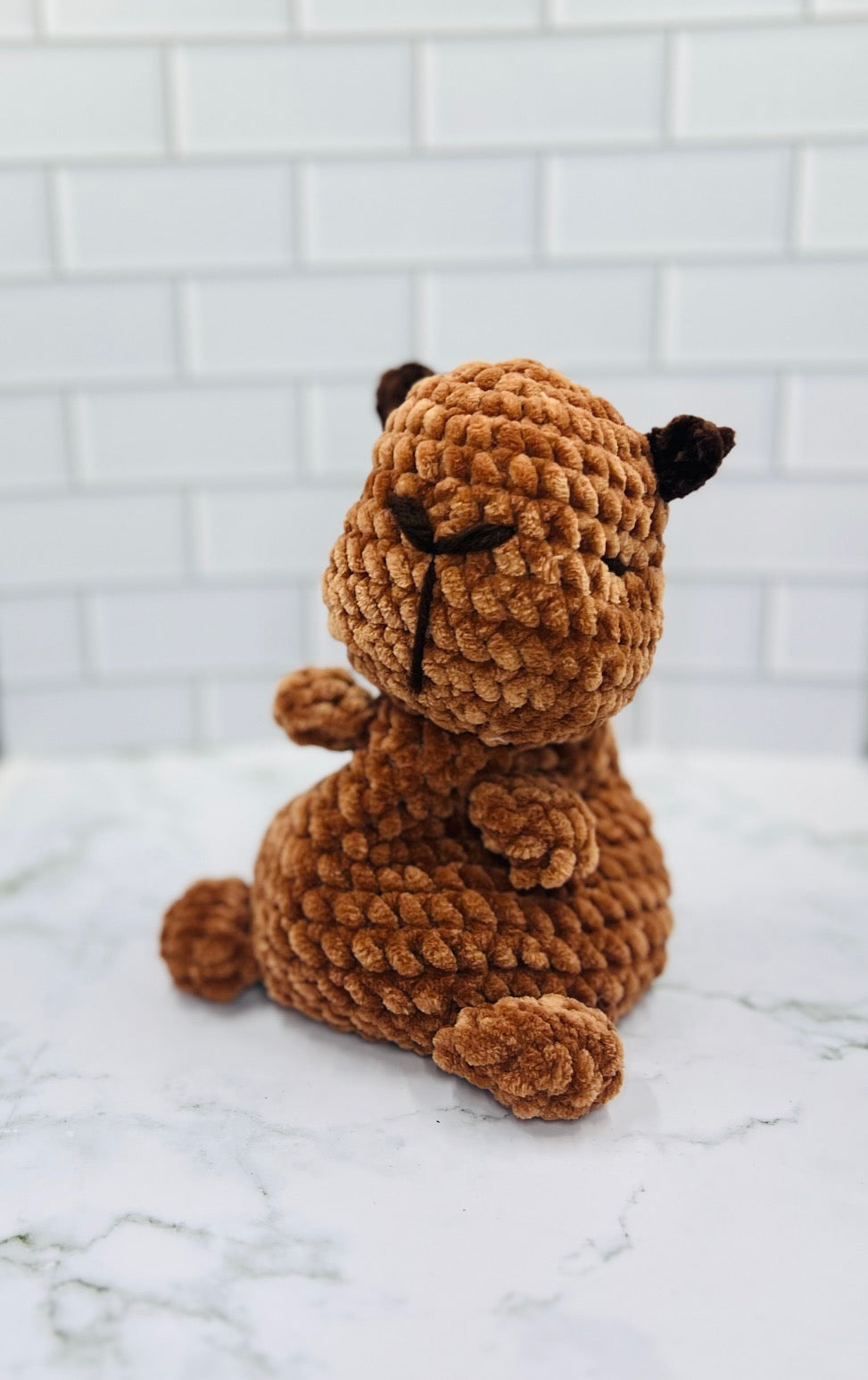 Couch Besties Weighted Crochet Capybara | Chunky Chenille Amigurumi Plush