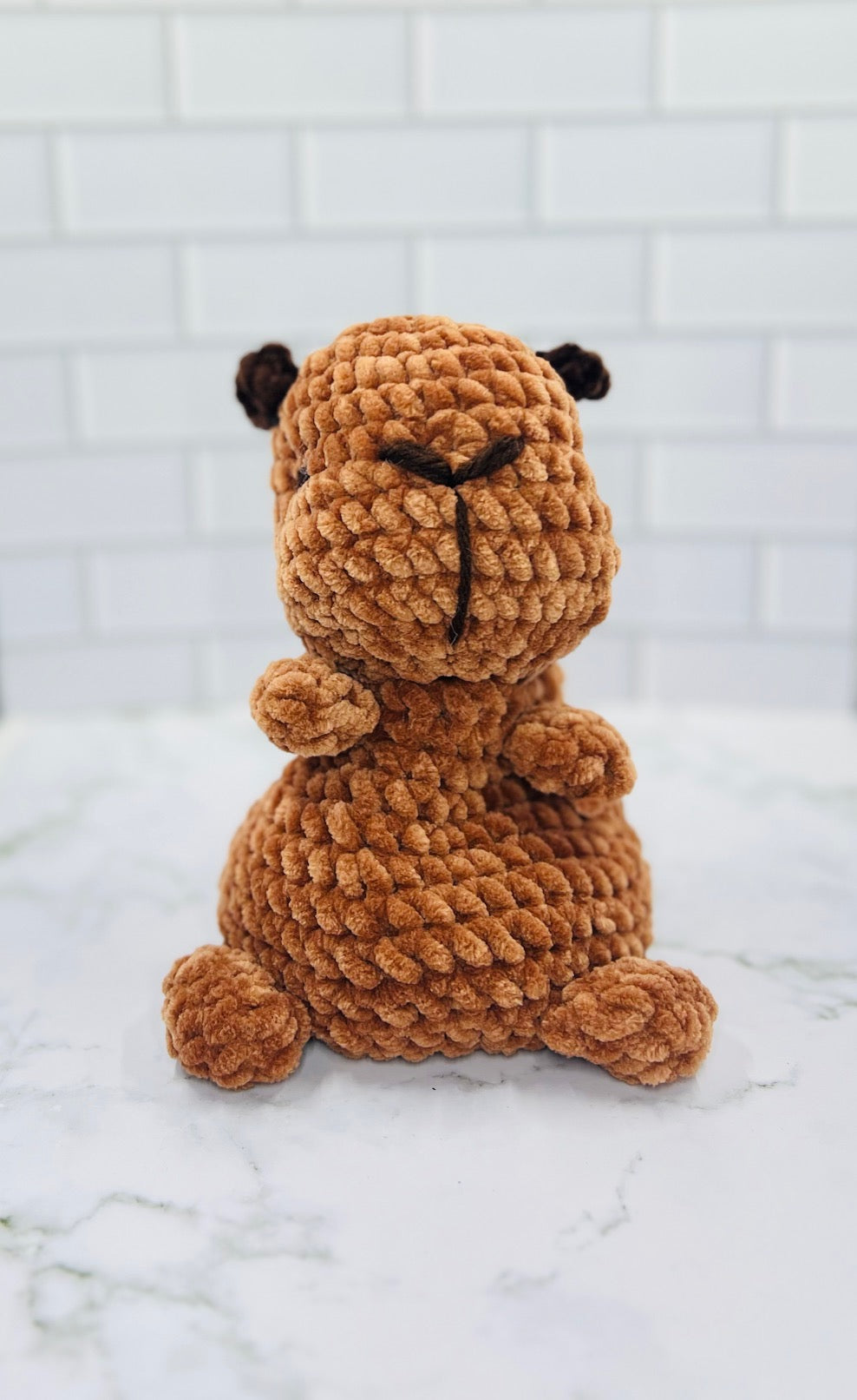 Couch Besties Weighted Crochet Capybara | Chunky Chenille Amigurumi Plush
