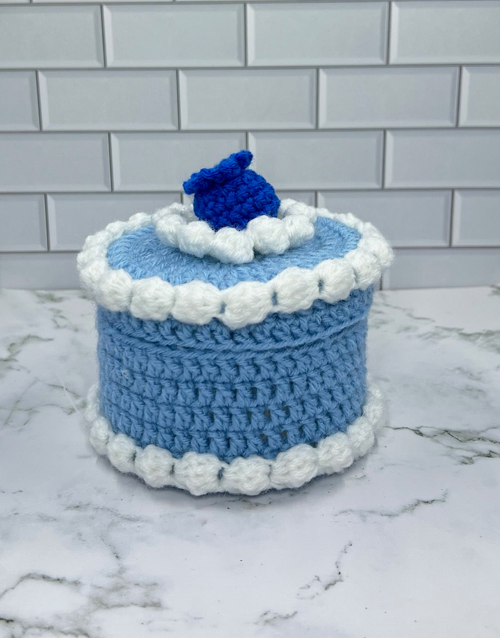 Blueberry Cake Crochet Trinket Box | Handmade Wooden Keepsake with Magnetic Closure