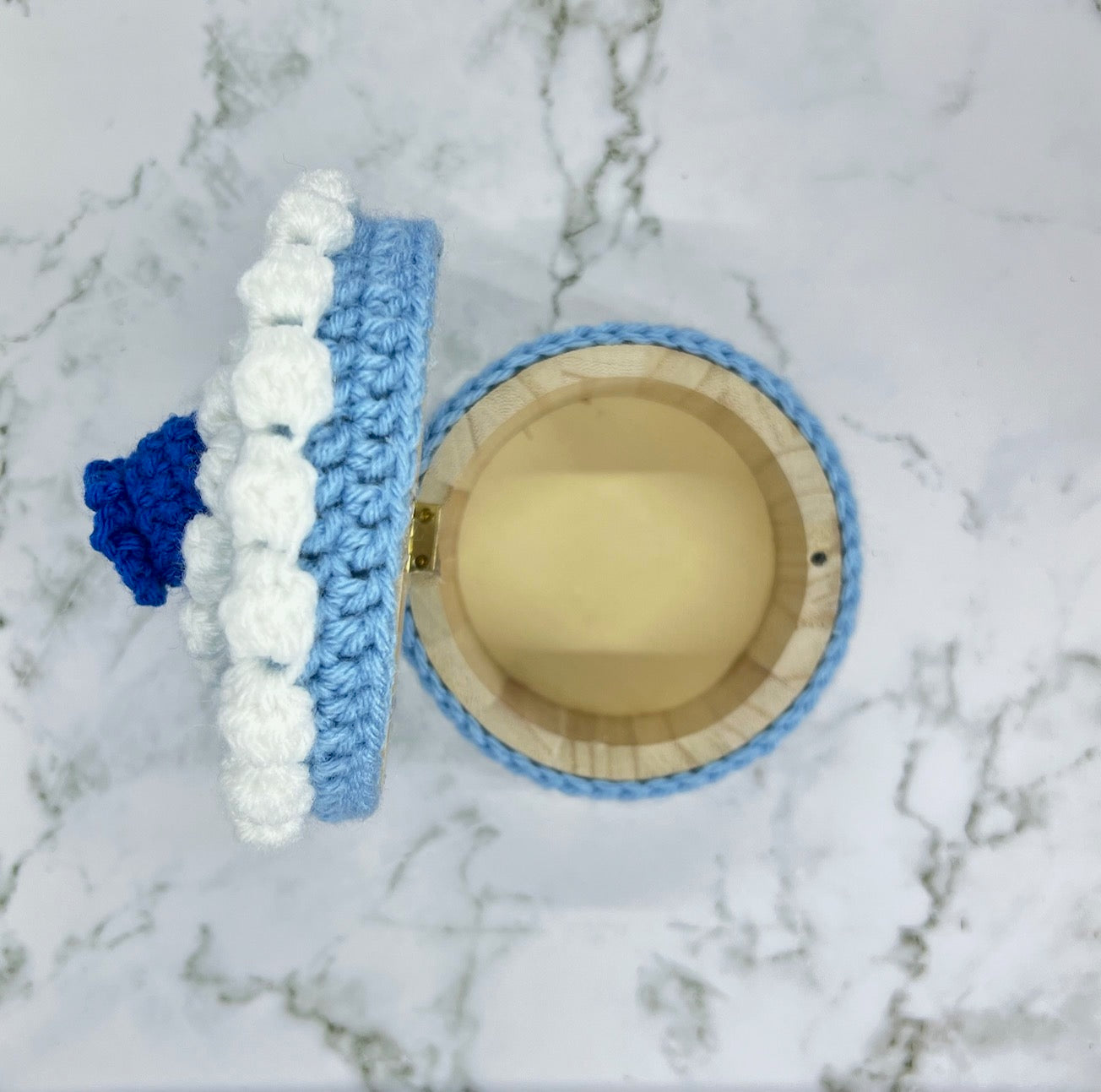 Blueberry Cake Crochet Trinket Box | Handmade Wooden Keepsake with Magnetic Closure