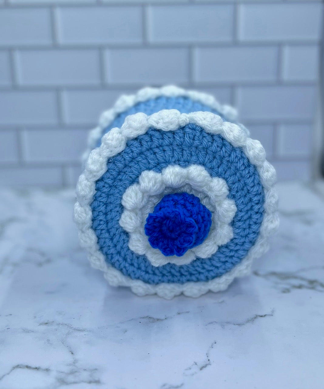 Blueberry Cake Crochet Trinket Box | Handmade Wooden Keepsake with Magnetic Closure