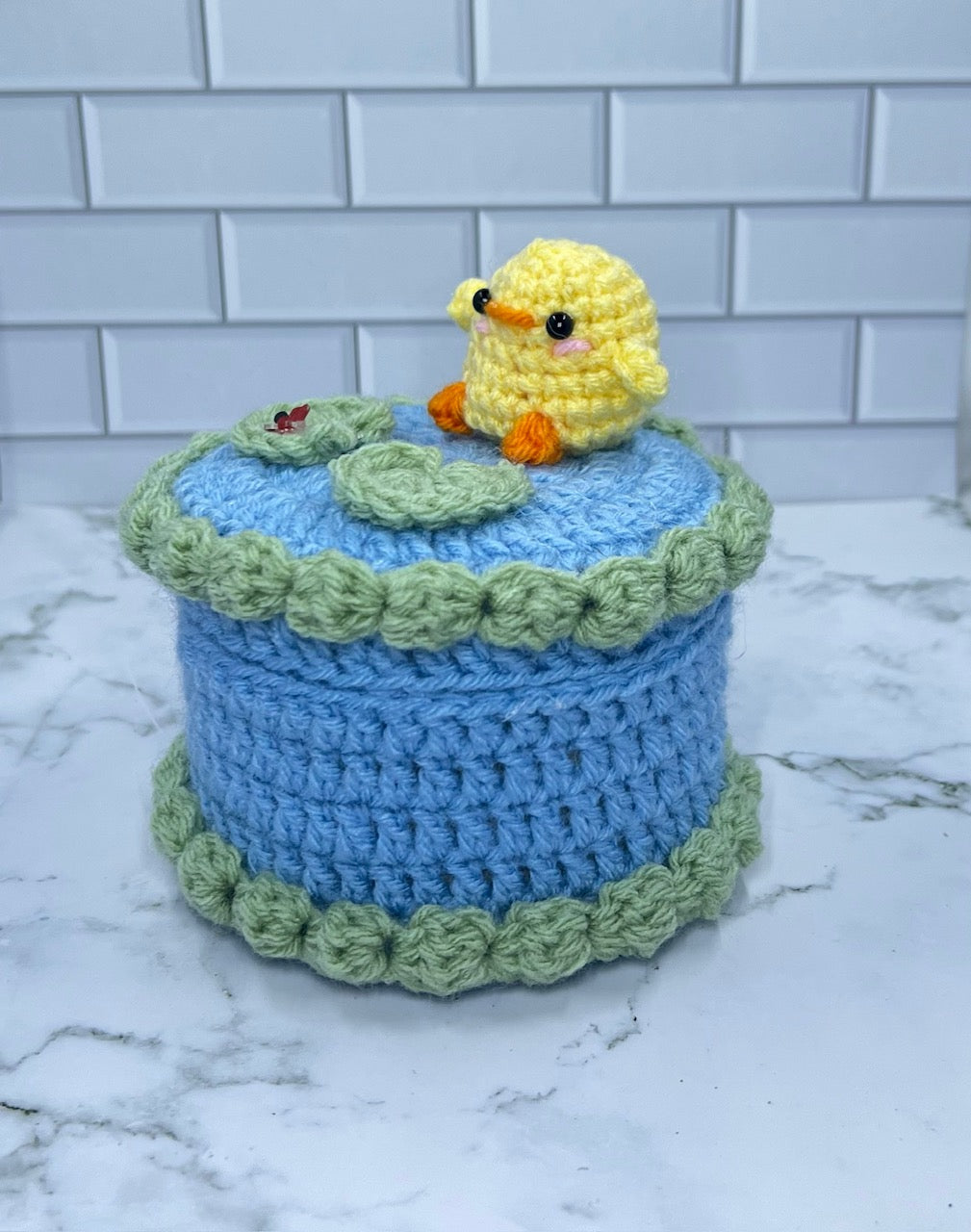 Duck Pond Crochet Trinket Box | Handmade Wooden Keepsake with Magnetic Closure