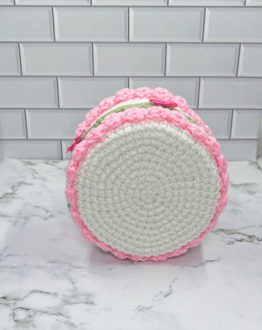 Strawberry Cake Crochet Trinket Box | Handmade Wooden Keepsake with Magnetic Closure