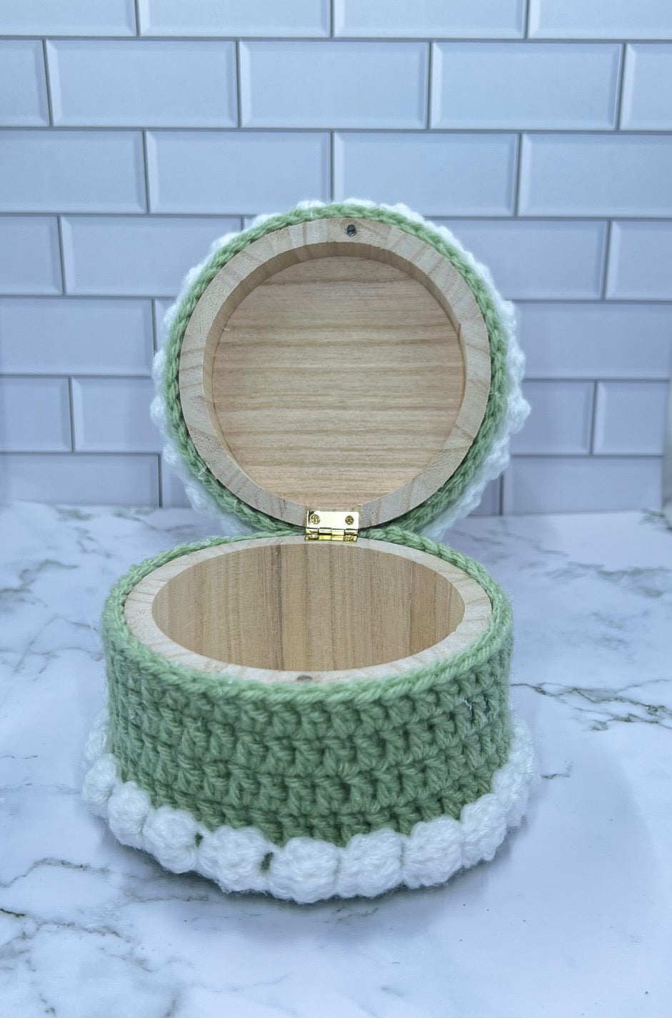 Mushroom Meadow Crochet Trinket Box | Handmade Woodland Keepsake with Daisy & Ladybug Topper