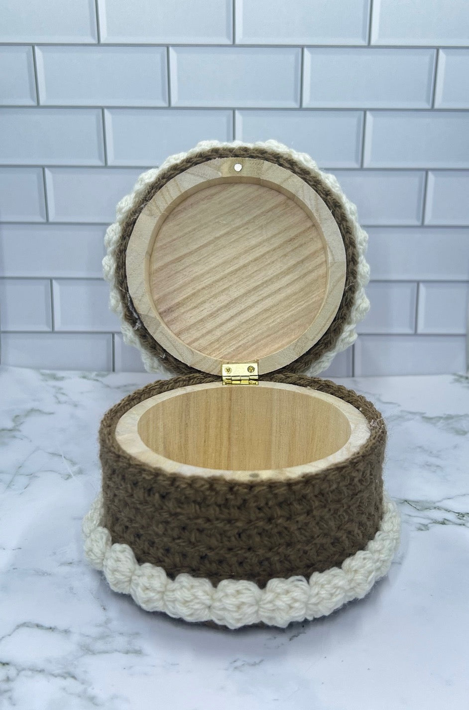 Mushroom Meadow Crochet Trinket Box | Handmade Woodland Keepsake with Daisy & Ladybug Topper