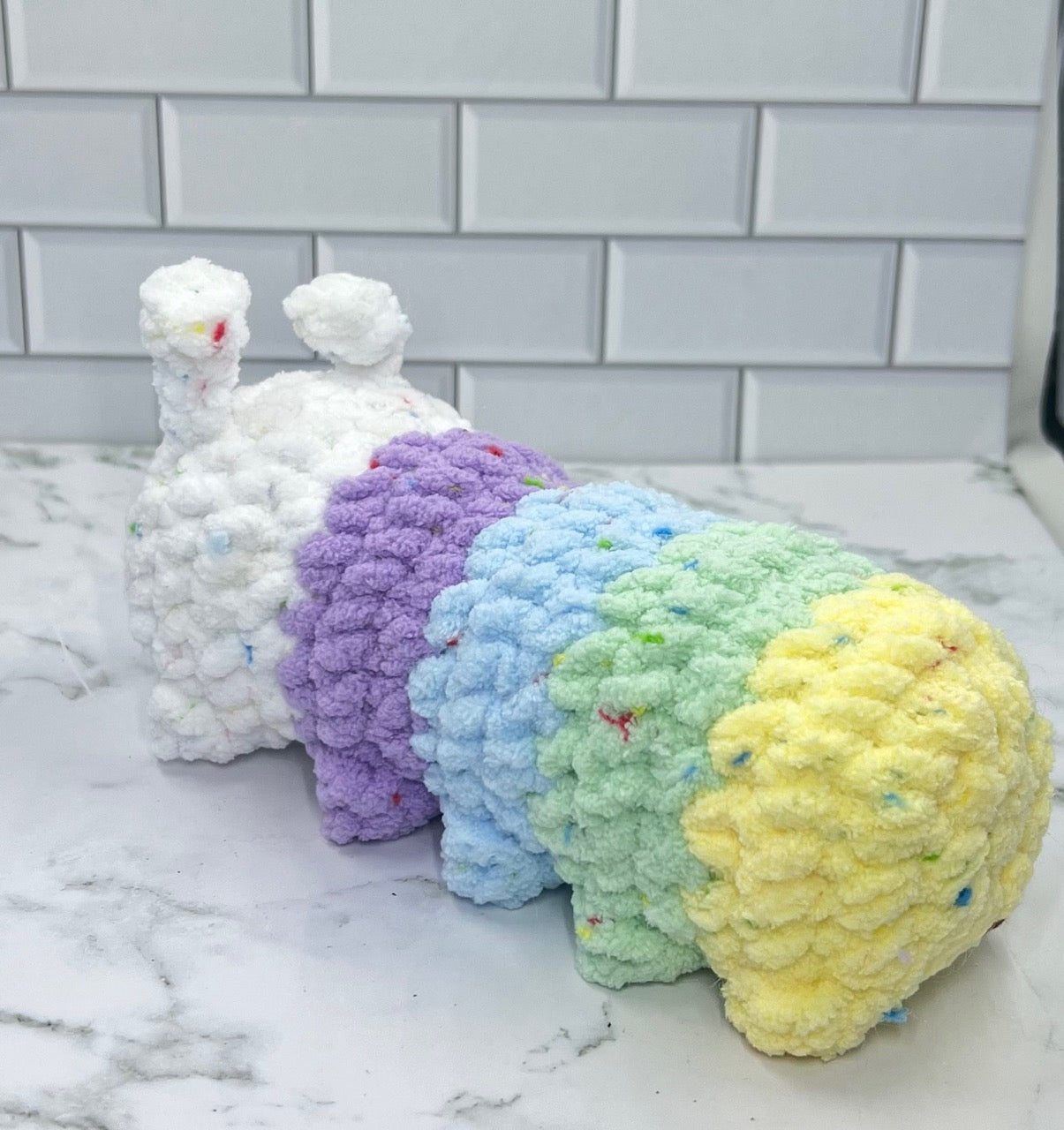 Pastel Chenille Caterpillar Plush | Soft & Cuddly Handmade Toy