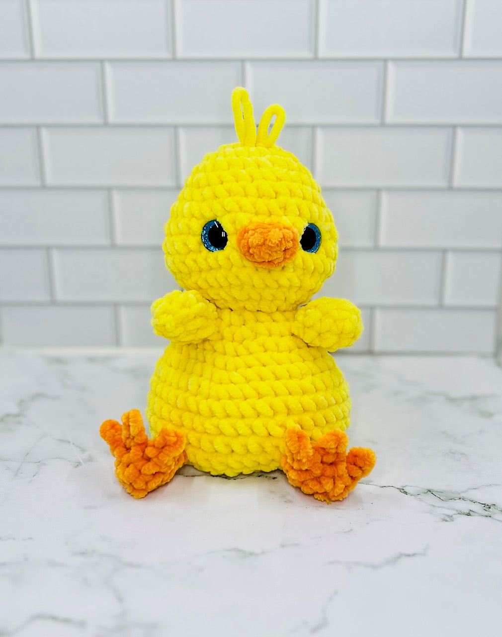 Couch Brigade Weighted Crochet Chick | Chunky Chenille Amigurumi Plush