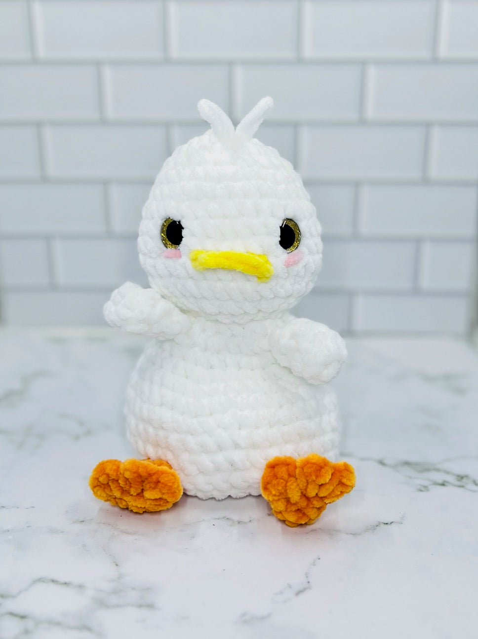 Couch Brigade Weighted Crochet Pekin Duck | Chunky Chenille Amigurumi Plush