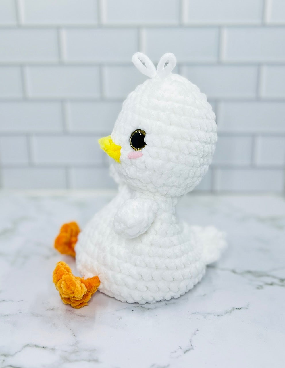 Couch Brigade Weighted Crochet Pekin Duck | Chunky Chenille Amigurumi Plush