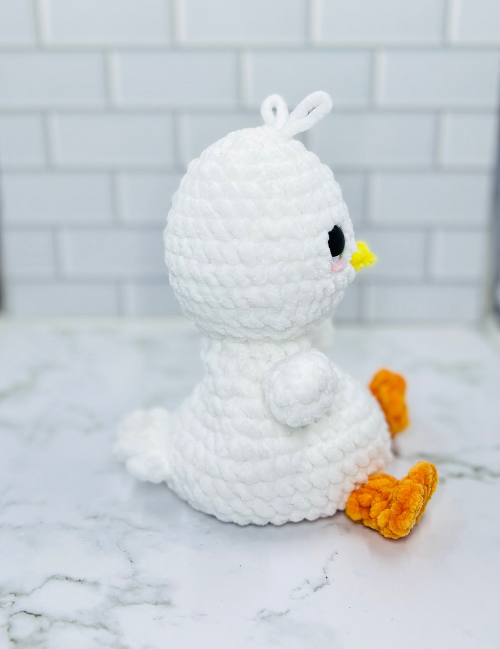 Couch Brigade Weighted Crochet Pekin Duck | Chunky Chenille Amigurumi Plush