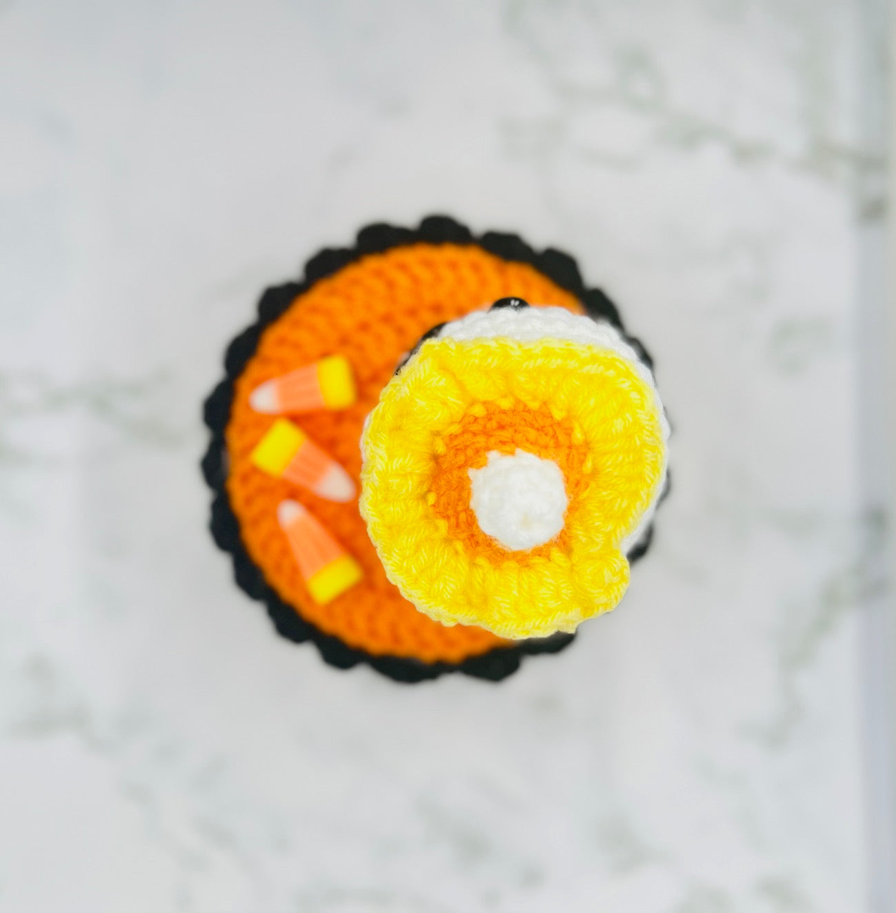 Halloween Ghost Cake Crochet Trinket Box | Spooky Cute Keepsake with Candy Corn Charms & Magnetic Closure