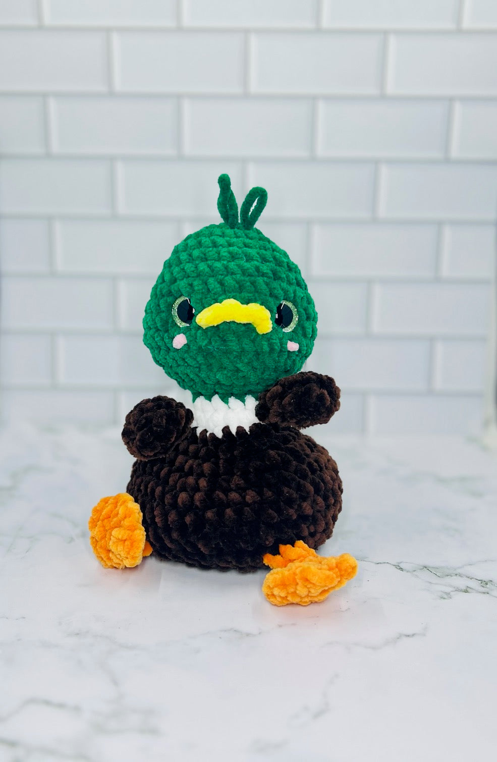 Couch Brigade Weighted Crochet Mallard Duck | Chunky Chenille Amigurumi Plush