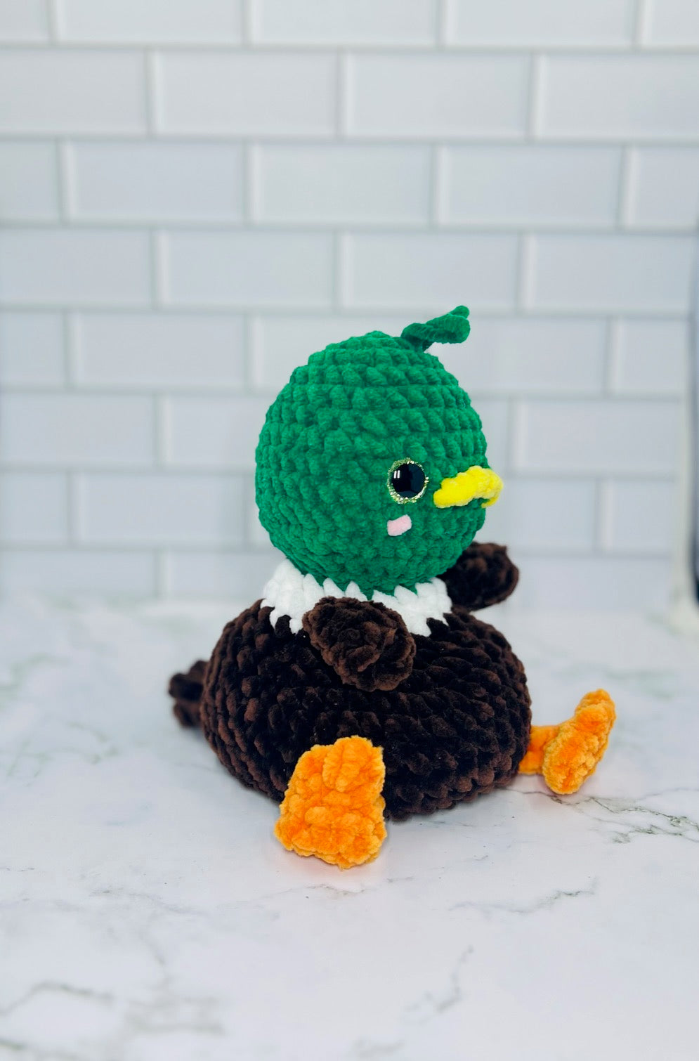 Couch Brigade Weighted Crochet Mallard Duck | Chunky Chenille Amigurumi Plush