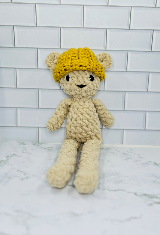 Plush Finn Bear | Handmade Crochet Bear Plushie with Beanie