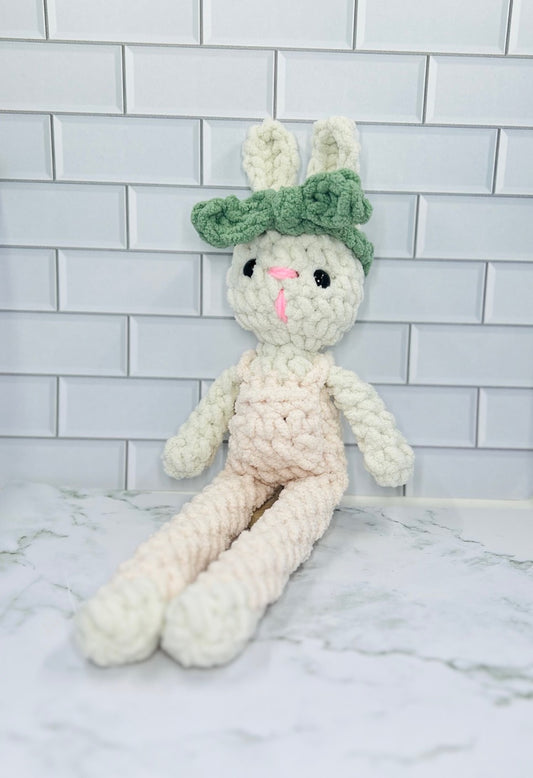 Plush Beth Bunny | Handmade Crochet Bunny Plushie in Overalls