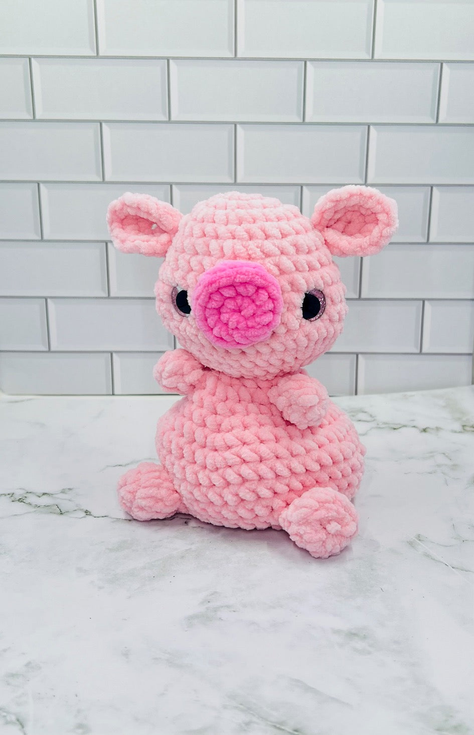 Couch Brigade Weighted Crochet Pepe Pig | Chunky Chenille Amigurumi Plush