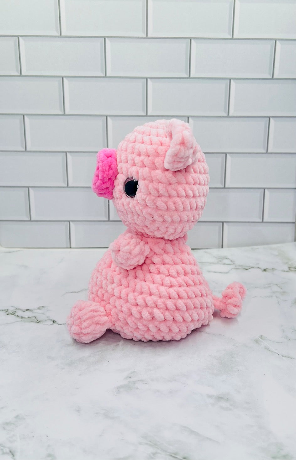 Couch Brigade Weighted Crochet Pepe Pig | Chunky Chenille Amigurumi Plush